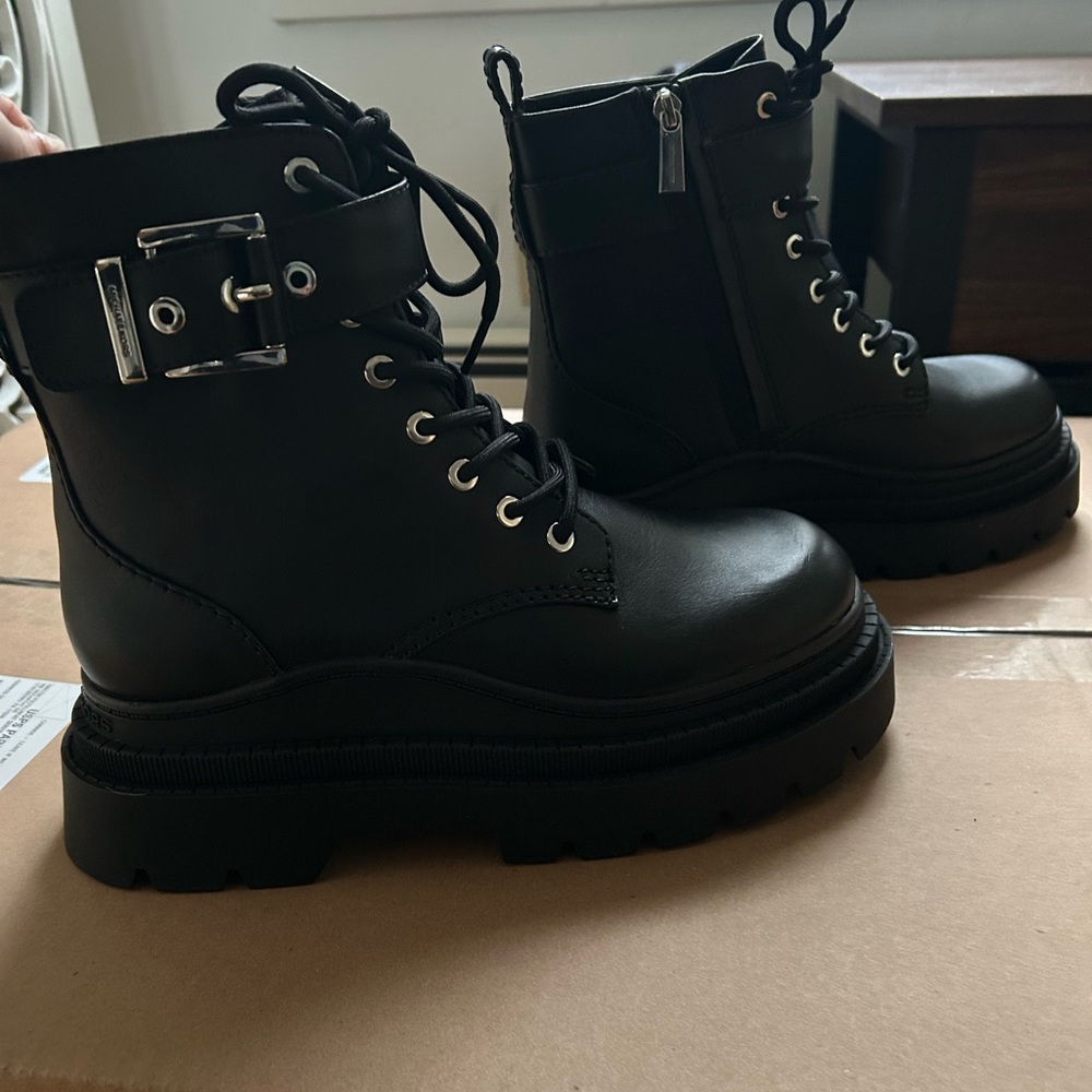 Black Zip-Up Combat Boots